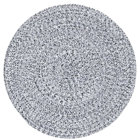 Flowers First 3 x 3 ft. Braided Contemporary Round Rug; Ivory & Black FL1874429